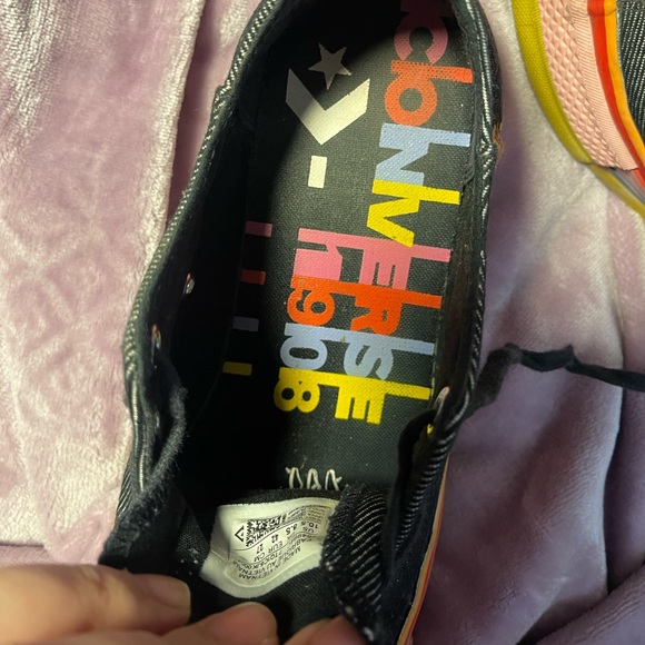 Converse Chuck Taylor Ox Platform Rainbow Sneakers: Black/Charcoal - Picture 9 of 11